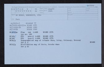 Jura, Ardmenish, An Dunan, NR57SE 4, Ordnance Survey index card, Recto