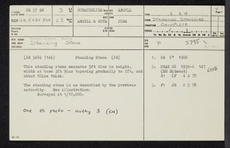 Jura, Knockrome, NR57SW 3, Ordnance Survey index card, page number 1, Recto