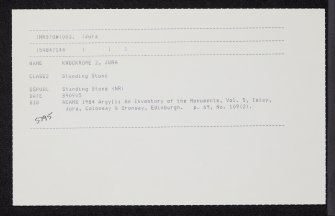 Jura, Knockrome, NR57SW 3, Ordnance Survey index card, Recto