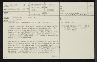 Dunaverty Castle, NR60NE 4, Ordnance Survey index card, page number 1, Recto