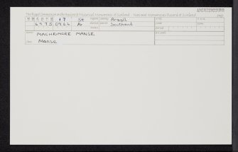Machrimore Manse, NR60NE 17, Ordnance Survey index card, Recto