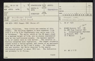 Killellan House, NR61SE 2, Ordnance Survey index card, page number 1, Recto