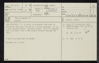 Killocraw, NR63SE 4, Ordnance Survey index card, page number 1, Recto