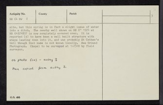 Gigha, St Cathan's Church And Kilchattan Burial Ground, NR64NW 1, Ordnance Survey index card, page number 3, Recto
