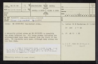 Gigha, North Druimachro, NR64NW 9, Ordnance Survey index card, page number 1, Recto