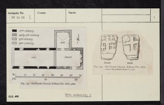 Kintyre, Killean, St John's Church, NR64SE 1, Ordnance Survey index card, page number 1, Recto