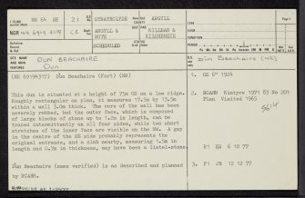 Dun Beachaire, NR64SE 21, Ordnance Survey index card, page number 1, Recto