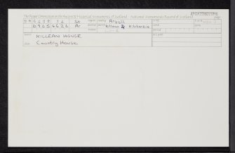 Killean House, NR64SE 34, Ordnance Survey index card, Recto