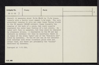 Gigha, Cnoc Largie, NR65SE 7, Ordnance Survey index card, page number 3, Recto