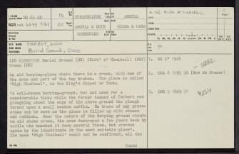 Gigha, Tarbert, Burial Ground, NR65SE 13, Ordnance Survey index card, page number 1, Recto