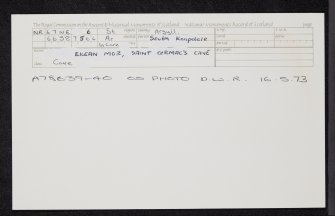 Eilean Mor, Saint Cormac's Cave, NR67NE 6, Ordnance Survey index card, Recto
