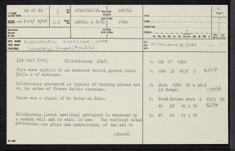 Jura, Inverlussa, Killchianaig, NR68NW 1, Ordnance Survey index card, page number 1, Recto