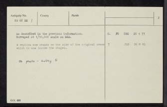 Keills Cross, NR68SE 1, Ordnance Survey index card, page number 2, Verso