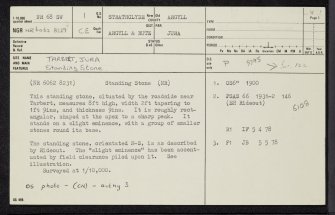 Jura, Tarbert, NR68SW 1, Ordnance Survey index card, page number 1, Recto