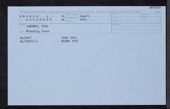 Jura, Tarbert, NR68SW 1, Ordnance Survey index card, Recto