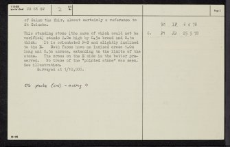 Jura, Carragh Chaluim Bhainn, NR68SW 2, Ordnance Survey index card, page number 2, Verso