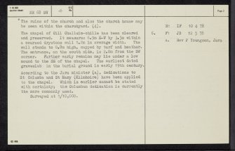 Jura, Tarbert, Cill Chalium-Chille, NR68SW 4, Ordnance Survey index card, page number 2, Verso