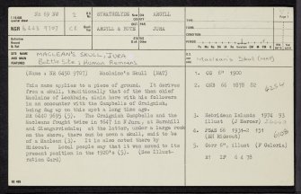 Jura, Maclean's Skull, NR69NW 2, Ordnance Survey index card, page number 1, Recto