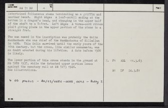 Kilkerran Cemetery, NR71NW 4, Ordnance Survey index card, page number 2, Verso