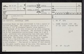 Campbeltown, Hutcheon Road, Limecraigs House, NR71NW 12, Ordnance Survey index card, page number 1, Recto