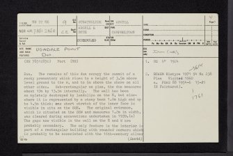 Ugadale Point, Kintyre, NR72NE 9, Ordnance Survey index card, page number 1, Recto