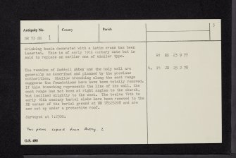 Saddell Abbey, NR73SE 1, Ordnance Survey index card, page number 3, Recto