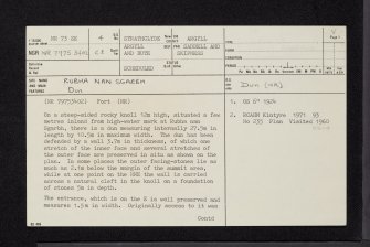 Rubha Nan Sgarbh, NR73SE 4, Ordnance Survey index card, page number 1, Recto