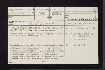 Drumnamucklach, NR74SW 10, Ordnance Survey index card, page number 1, Recto