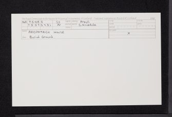 Ardpatrick House, 'Burial Ground', NR75NE 8, Ordnance Survey index card, Recto