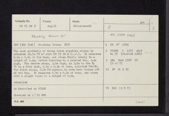 Ballochroy, NR75SW 3, Ordnance Survey index card, page number 1, Recto