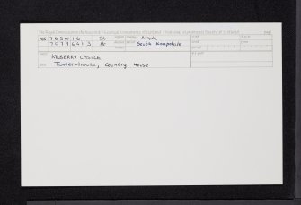 Kilberry Castle, NR76SW 16, Ordnance Survey index card, Recto