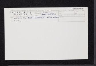 Achahoish, South Knapdale Parish Church, NR77NE 17, Ordnance Survey index card, Recto