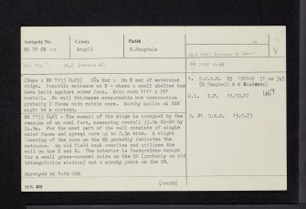 Dun Mor, Drimnagall, NR78SW 10, Ordnance Survey index card, Recto