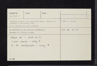 Duntrune Castle, NR79NE 3, Ordnance Survey index card, page number 2, Verso