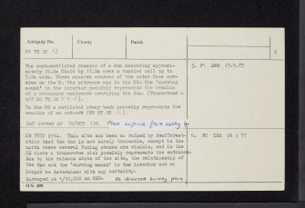 Barnluasgan, NR79SE 17, Ordnance Survey index card, page number 2, Verso