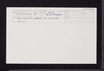 Bellanoch, Church Of Scotland, NR79SE 25, Ordnance Survey index card, Recto