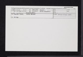Crinan Canal, Kilmahumaig, Swing Bridge, NR79SE 34, Ordnance Survey index card, Recto