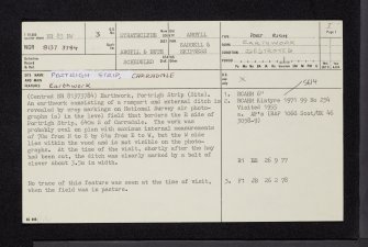 Portrigh Strip, Carradale, NR83NW 3, Ordnance Survey index card, page number 1, Recto