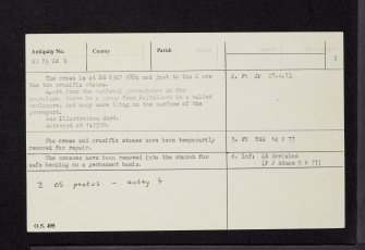 Kilmartin Churchyard, NR89NW 8, Ordnance Survey index card, page number 2, Verso