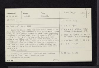 Ri Cruin, NR89NW 16, Ordnance Survey index card, page number 1, Recto