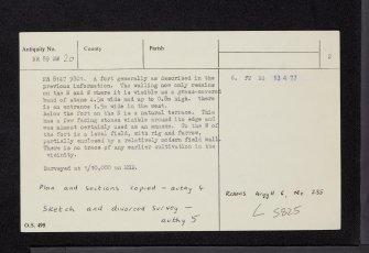 Ballygowan, NR89NW 20, Ordnance Survey index card, page number 2, Verso