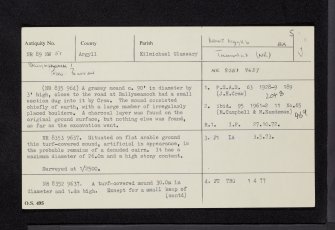 Ballymeanoch, NR89NW 51, Ordnance Survey index card, page number 1, Recto