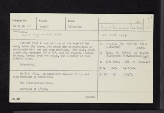 Poltalloch, NR89NW 52, Ordnance Survey index card, page number 1, Recto