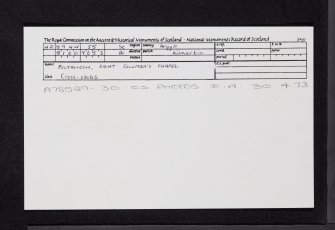 Poltalloch, Saint Columba's Chapel, NR89NW 55, Ordnance Survey index card, Recto
