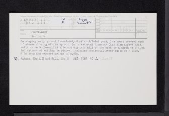 Poltalloch, NR89NW 76, Ordnance Survey index card, Recto