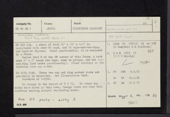 Kilmichael Glassary 1, NR89SE 1, Ordnance Survey index card, Recto