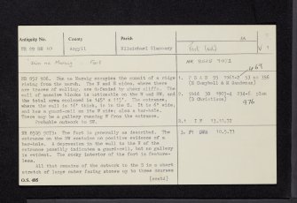 Dun Na Maraig, NR89SE 10, Ordnance Survey index card, page number 1, Recto