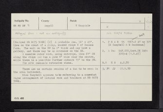 Dunans, NR89SW 9, Ordnance Survey index card, Recto