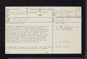 Arran, Cnoc Ballygowan, NR92NW 1, Ordnance Survey index card, page number 1, Recto