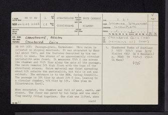 Arran, Carmahome, NR92NW 2, Ordnance Survey index card, page number 1, Recto